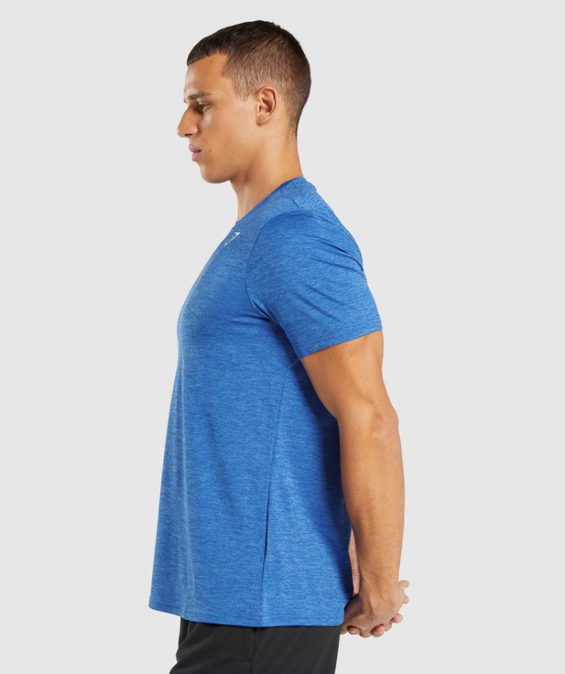 Men's Gymshark Arrival Marl T-Shirts Blue | CA 567N3A